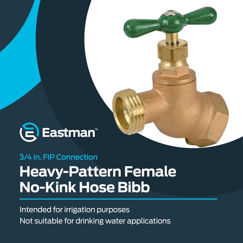Eastman Heavy-Pattern Female No-Kink Hose Bibb, 3/4 Inch FIP Connection, Brass Plumbing Fitting, 48625 - Image 2